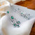 925 Sterling Silver Chandelier Cubic Zirconia Green Embellished Drop Pattern Earrings Minimalist Handmade Gift