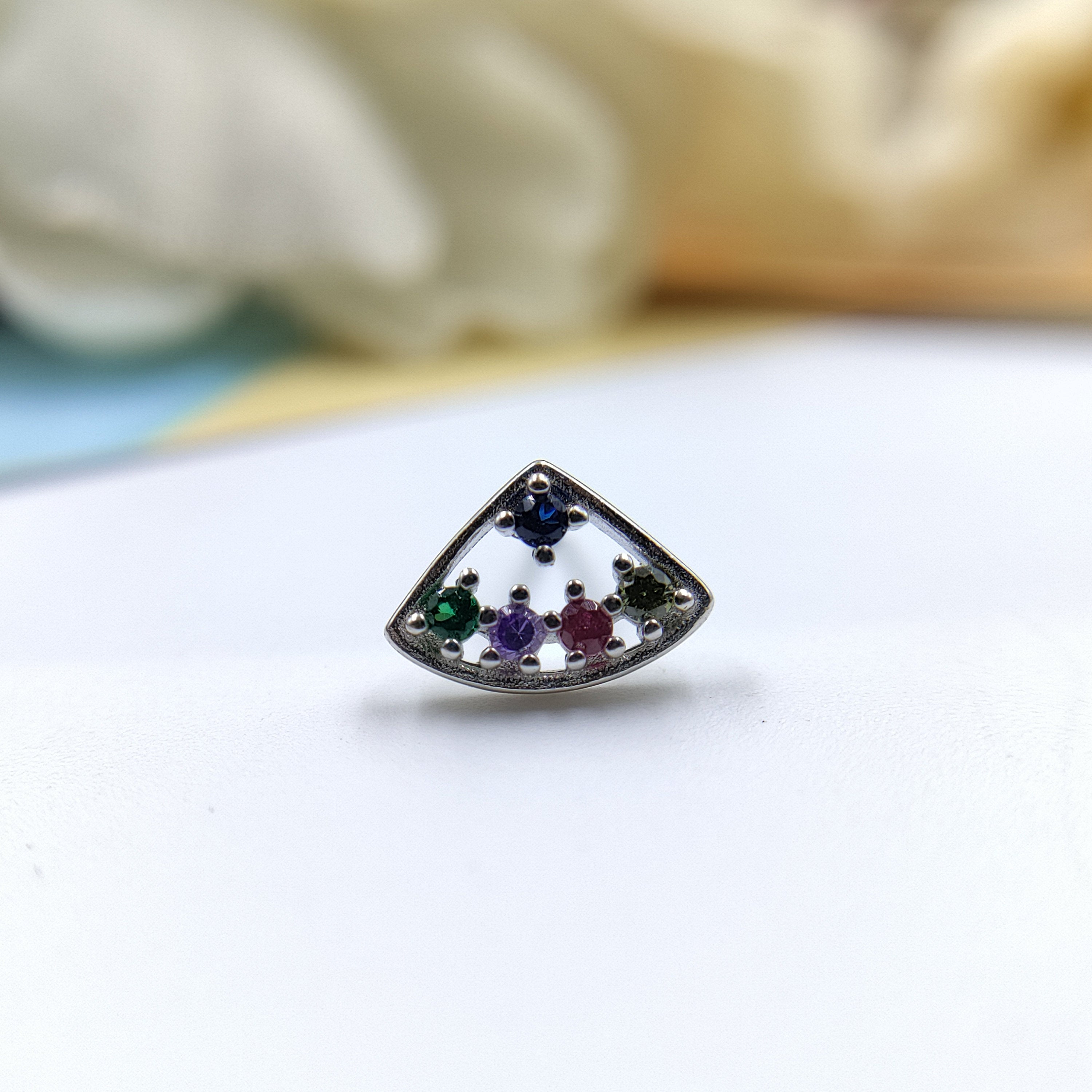 Silver Triangle Stud Earrings with Cubic Zirconia 925 Sterling Silver Pyramid Stud Earrings for Women for Her