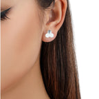 Clover Jewellery Matte Finish Double layer Clover Studs 925 Sterling Silver Flower Earrings
