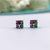 Square Shaped Flower Push Back Earrings CZ Diamonds Sterling Silver 925 Multicolor Floral Design Studs Minimalist Handmade Gift