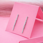 925 Sterling Silver CZ Linear Drop Earrings Sparkly Minimalist Jewelry
