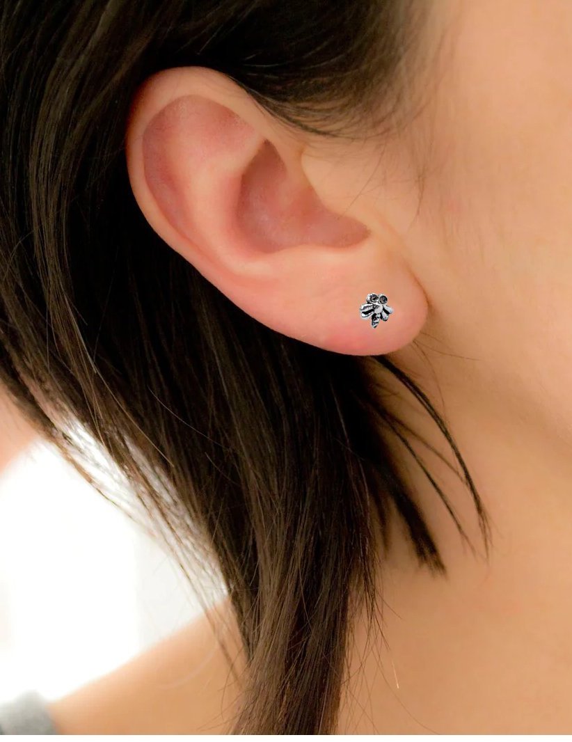 925 Silver Tiny Little Bee Stud Earrings Bee Jewelry Bee Lover Gift Insect Jewelry earring Handmade Gift for Baby Girl Stud with Pushback