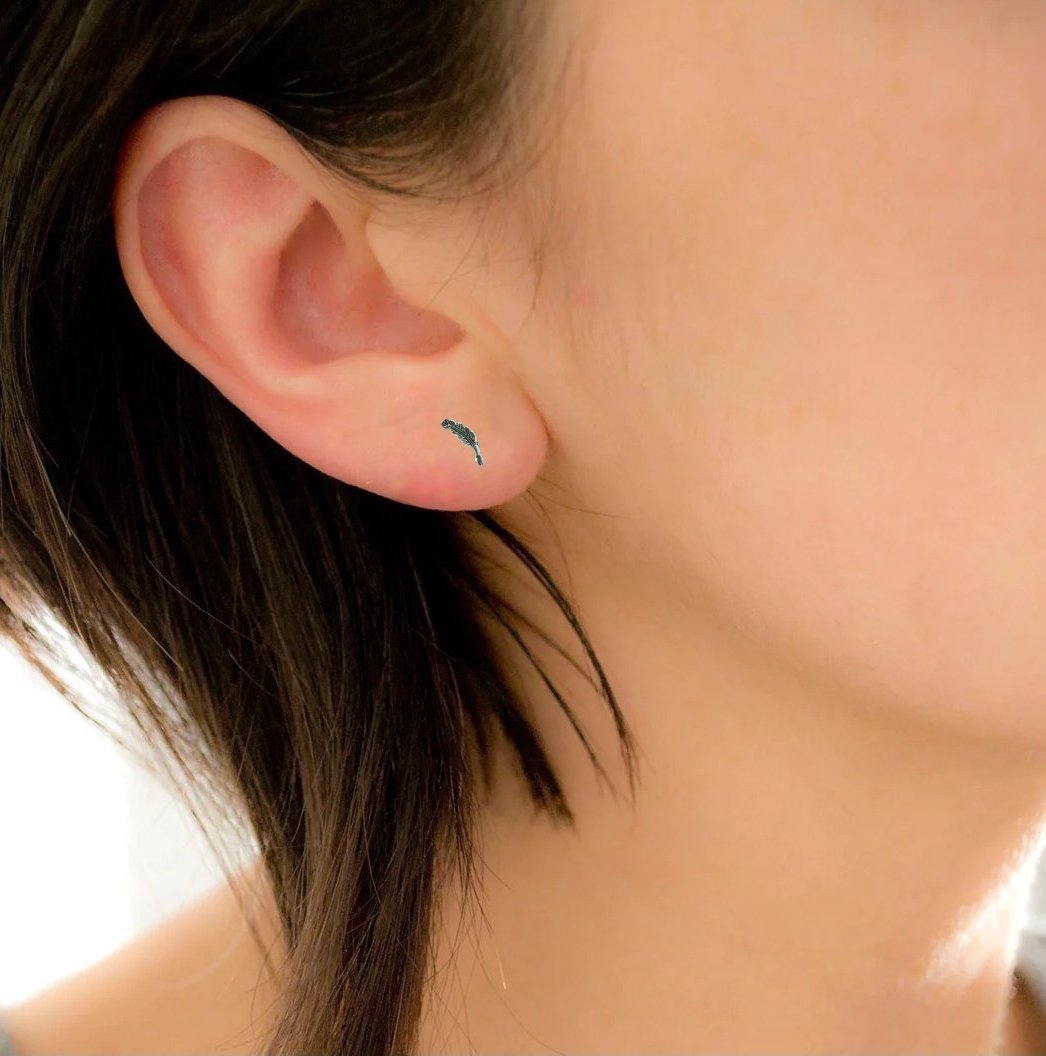 925 Sterling silver Feather Studs Earrings Boho Small Earrings Dainty Leaf Studs Earrings Cute Minimalist Handmade Gift Studs with Pushback