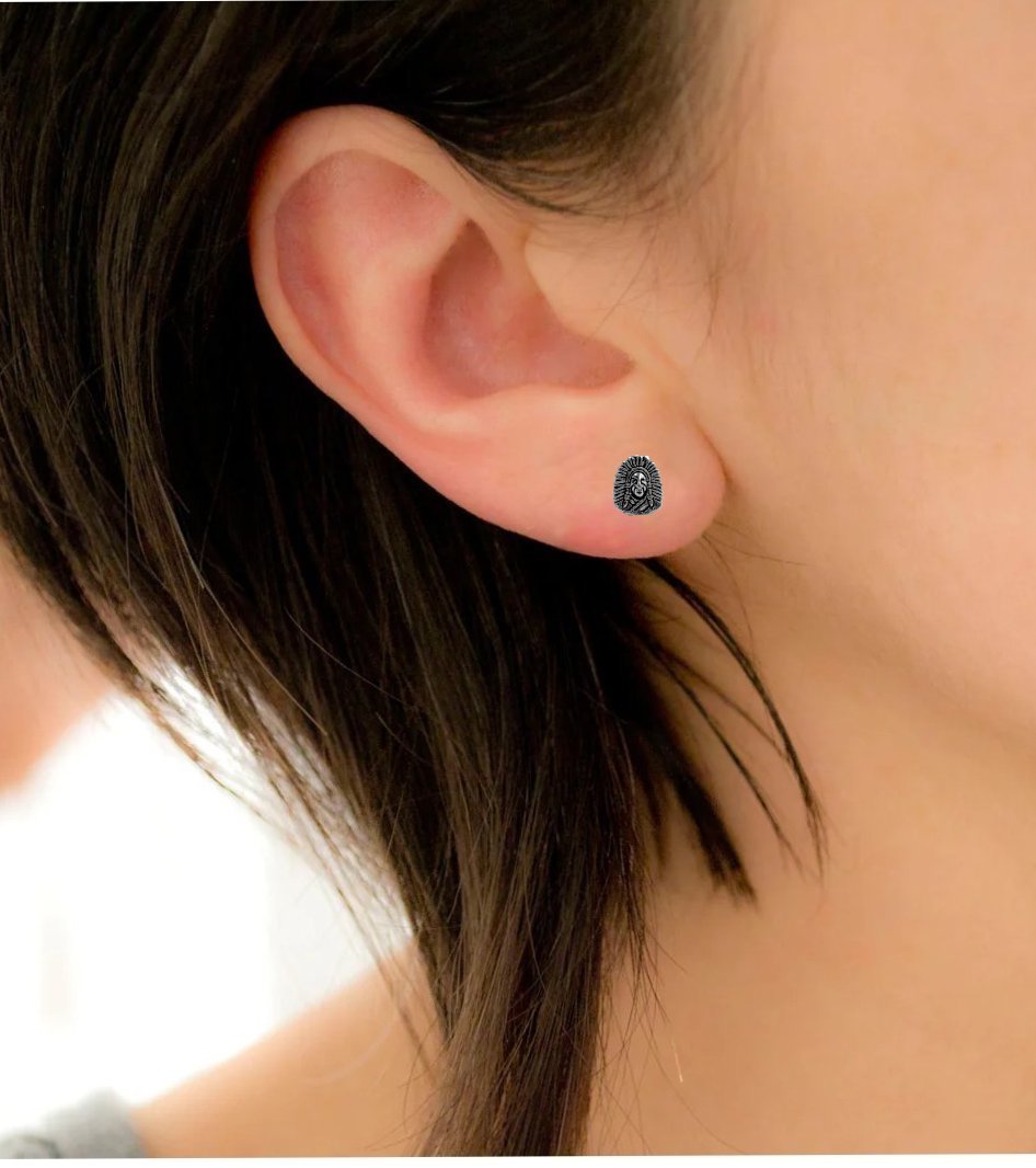 Silver Oxidised Vintage Jewel Art Push Back Stud Earring African Indian native Stud Jewelry Handmade Antique Gift for men 925 Sterling