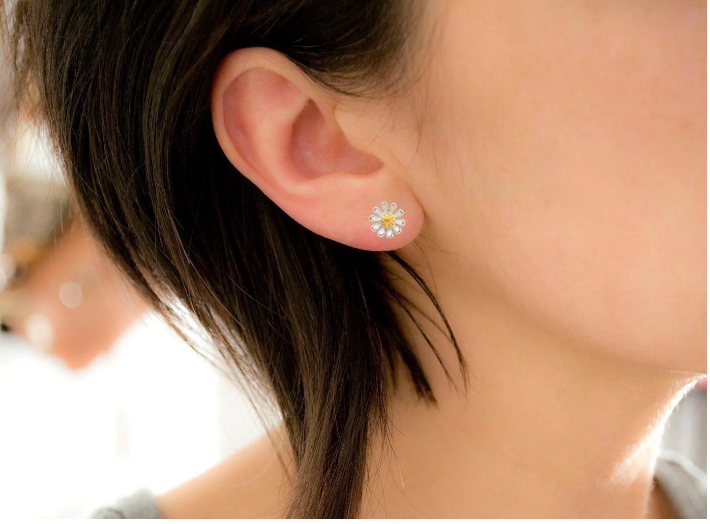 925 Sterling silver Sunflower Earring Small Sunflower Earring Stud Daisy Stud Dainty Earrings Minimalist Handmade Gift Studs with Pushback 925 Sterling Silver