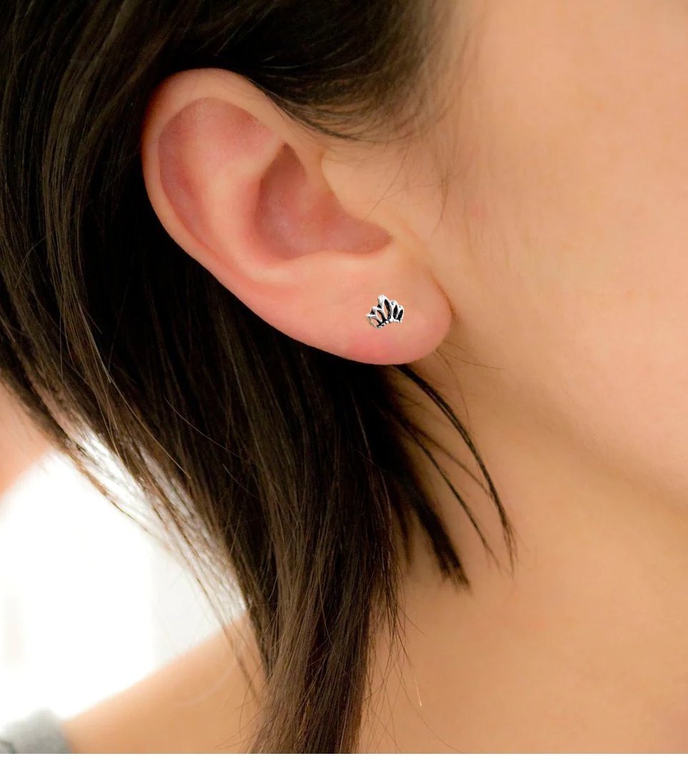 Cute Crown Stud Princess Queen Jewellery Crown Jewelry Minimal Handmade Gift for Prom College Girl Party Studs with Pushback 925 Silver