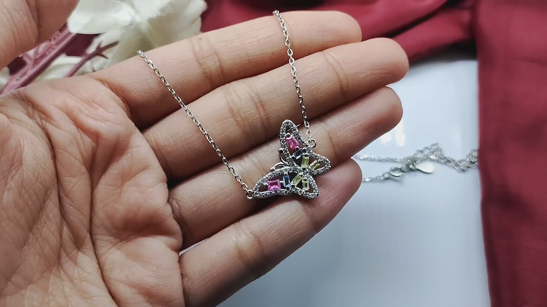 Beautifull Sparkling CZ Butterly Necklace,Earrings,Adjustable Ring Set for Wedding,Engagment in 925 Sterling Silver Minimalist Handmade Gift