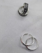 925 Solid Silver Oxidised Toe Ring Set Adjustable Handmade Ethnic Jewellery for Women