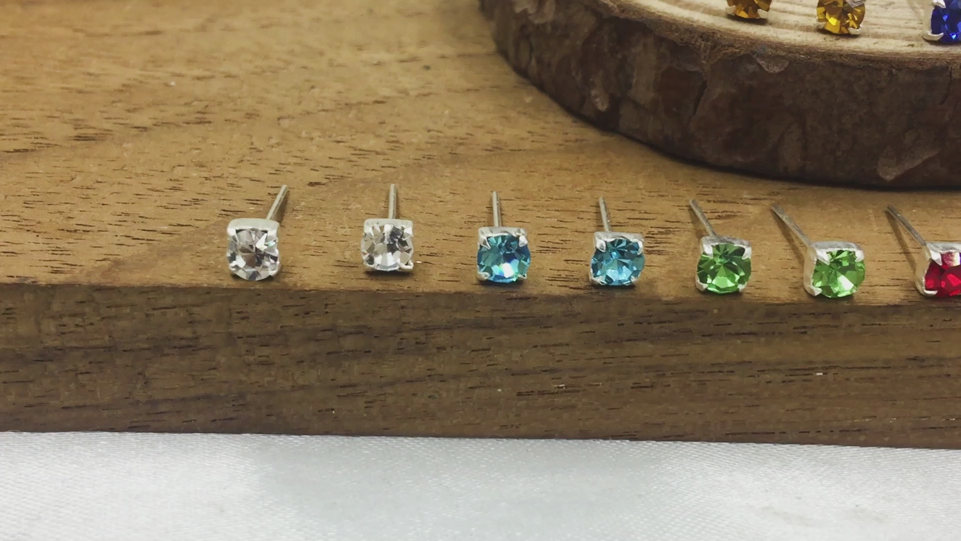 925 Sterling Silver April Birthstone White Topaz Cubic Zirconia Stud Earrings Minimalist Handmade Birthday Gift Studs with Pushback