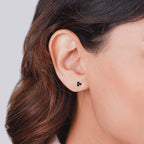 925 Sterling Silver Black Onyx Trinity Stud Earrings, Dainty Three Stone Jewelry