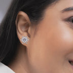 925 Silver Sunburst Stud Earrings Dainty CZ Crystal Earrings Sparkling