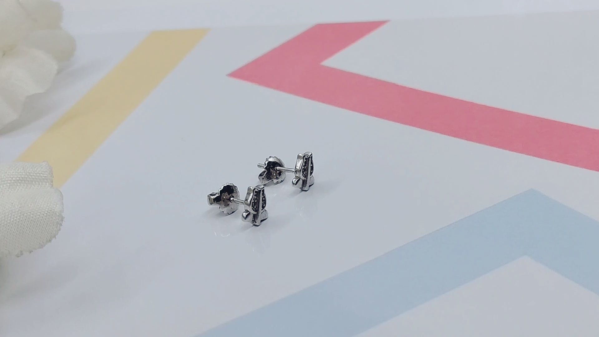 Sterling Silver 925 Pretty Lotus Flower Design Stud Earrings Every Day Wear CZ Diamonds Minimalist Handmade Gift Studs with Push back