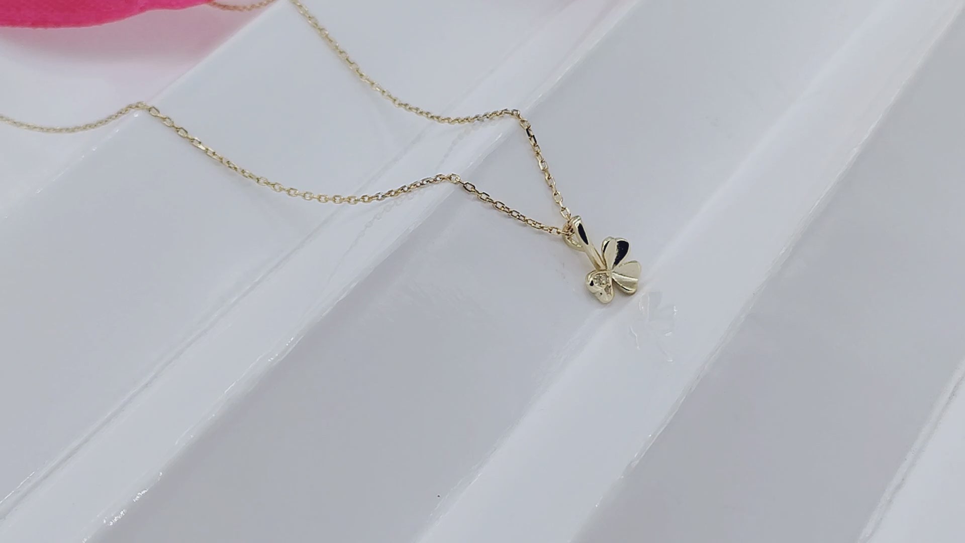 925 Sterling Silver Yellow Gold Colored Tiny Flower Charm Necklace Pendant set Lovely Minimalist Handmade Gift