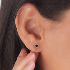 925 Sterling Silver Earrings Black Onyx & CZ Stud Earrings Round CZ Studs Jewelry Gift