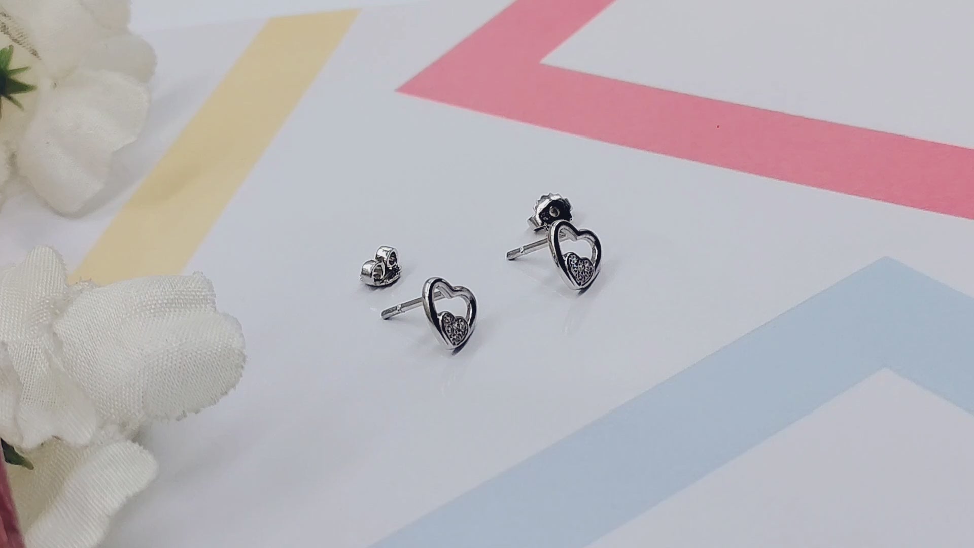 925 Sterling Silver Unique Dainty Tiny Heart Stud Earrings Cubic Zirconia Minimalist Handmade Cute Bridesmaid Gift Studs with Push back