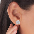 925 Silver Cushion Halo Stud Earrings Diamond CZ Earrings Bridal Wedding Jewelry