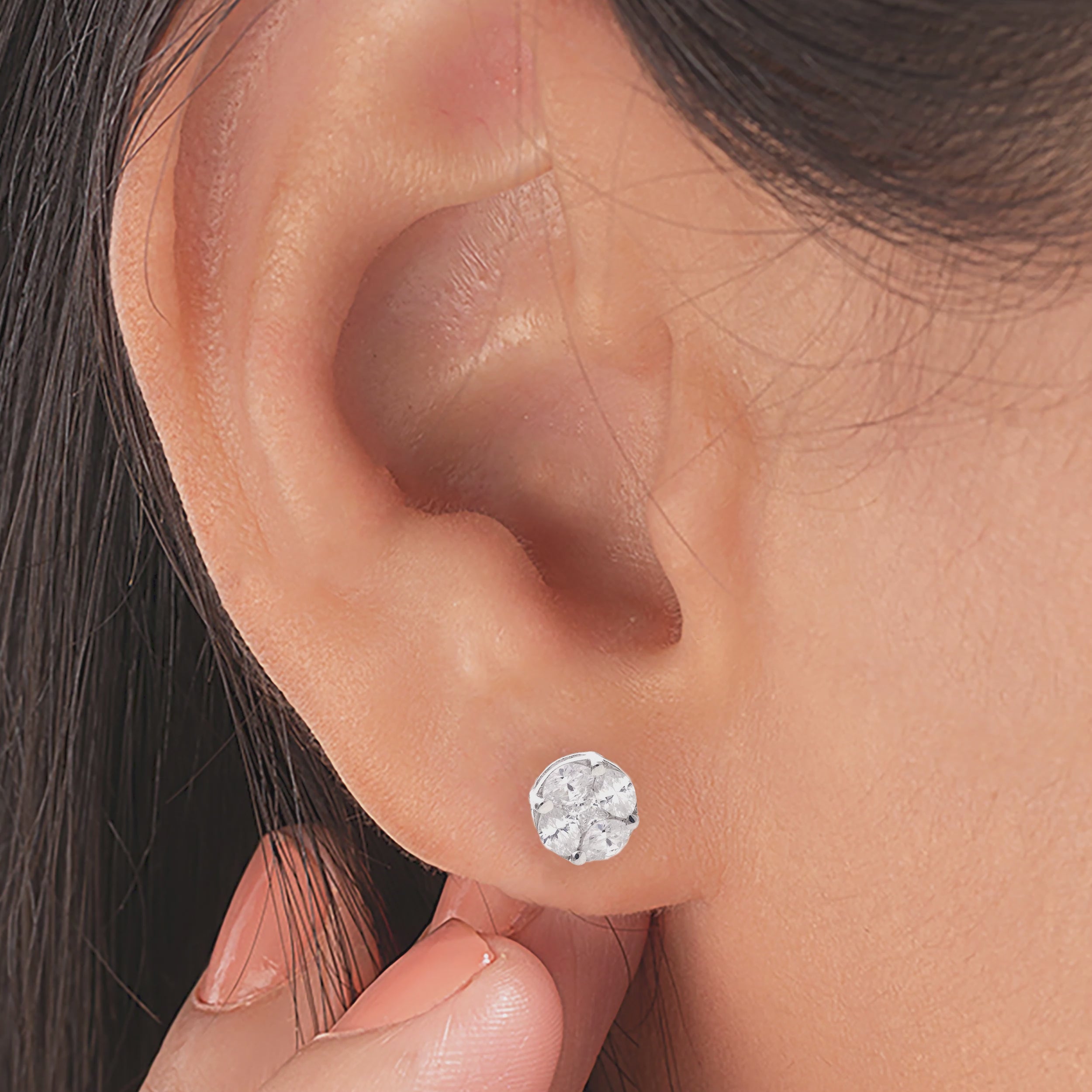 925 Silver Cluster Studs Dainty CZ Diamond Earrings Elegant Jewelry Bridal Wedding Earrings Workwear