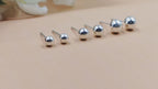 Solid Silver Round Ball Shape Stud Earrings Stud Earrings Classic925 Silver