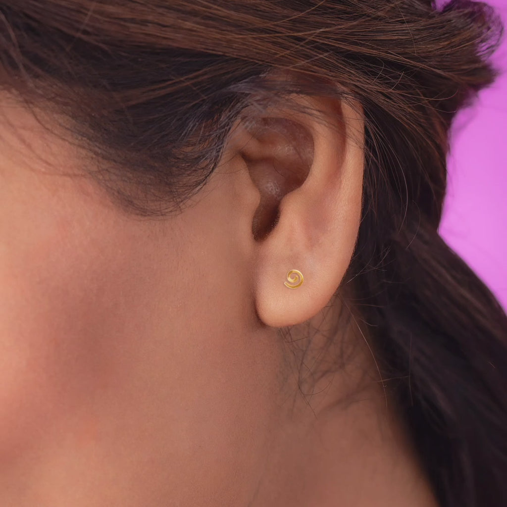 Silver Earrings 925 Spiral Stud Earrings Gold Plated Swirl Unique Everyday Earrings