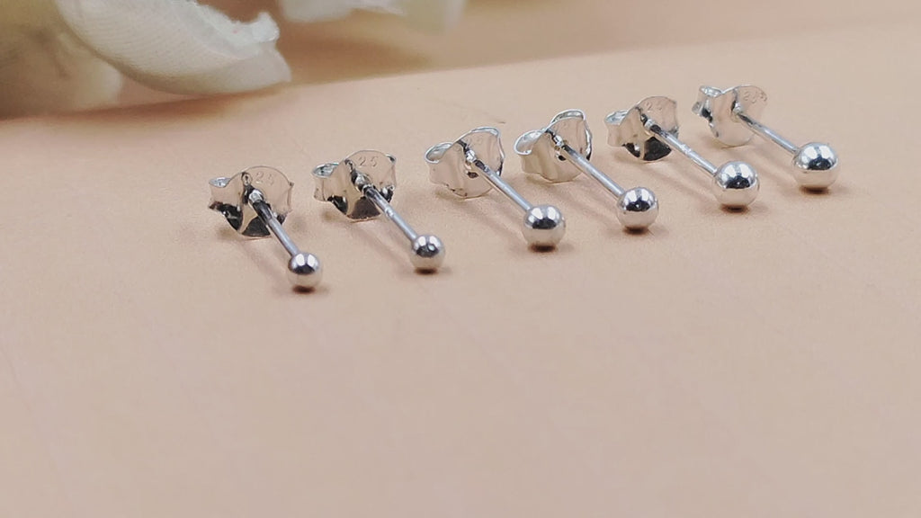 Solid Silver Round Ball Shape Stud Earrings Very tiny Little Stud Earrings Classic Minimal Art Handmade Gift 925 Silver Gift for her