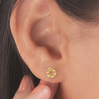 925 Silver Earrings Heart Circle Stud Earrings Gold Finish Dainty Earrings