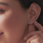 925 Silver Black Onyx CZ Geometric Stud Earrings Gothic Earrings Unique Silver Jewelry