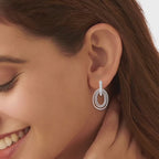 925 Silver Multi Hoop Dangle Earrings Triple Layer CZ Drop Earrings Gift Size 925 Stamp, Warranty & Authenticity