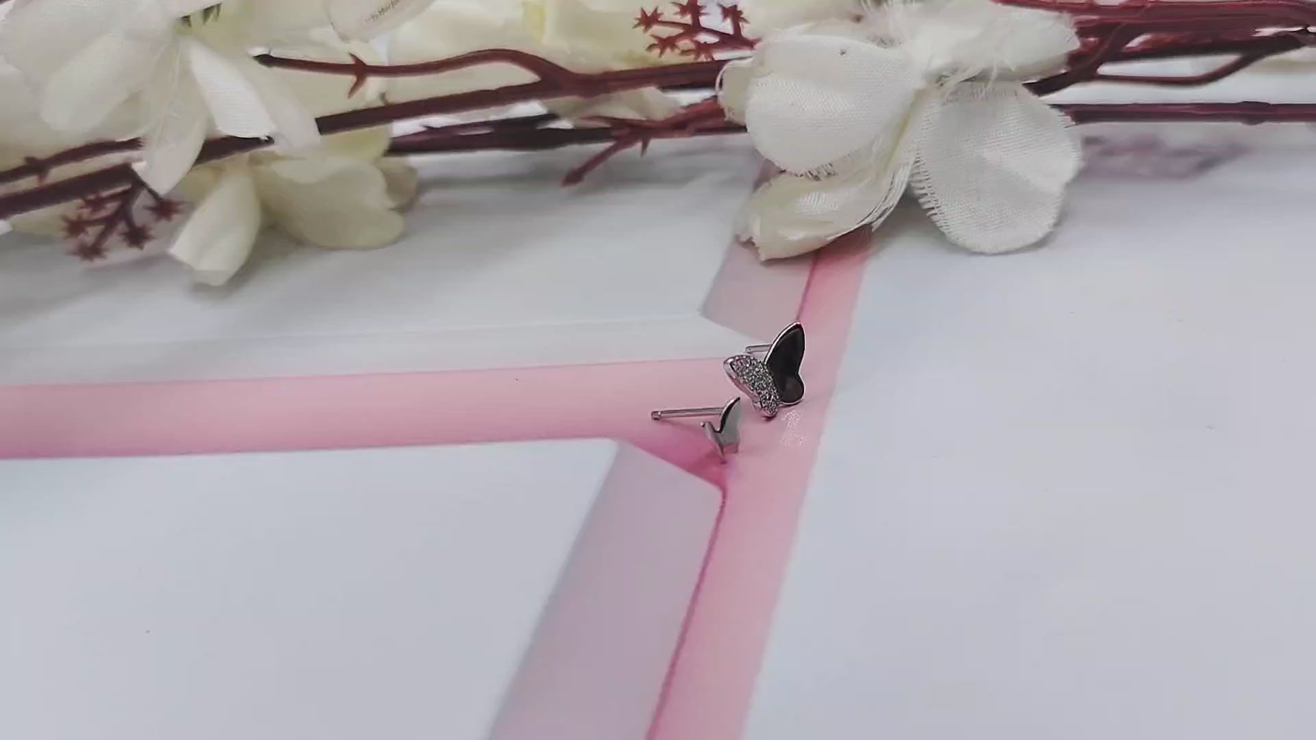 925 Sterling Silver Earrings Twin Butterfly Earrings Asymmetric Stud Earring for Women