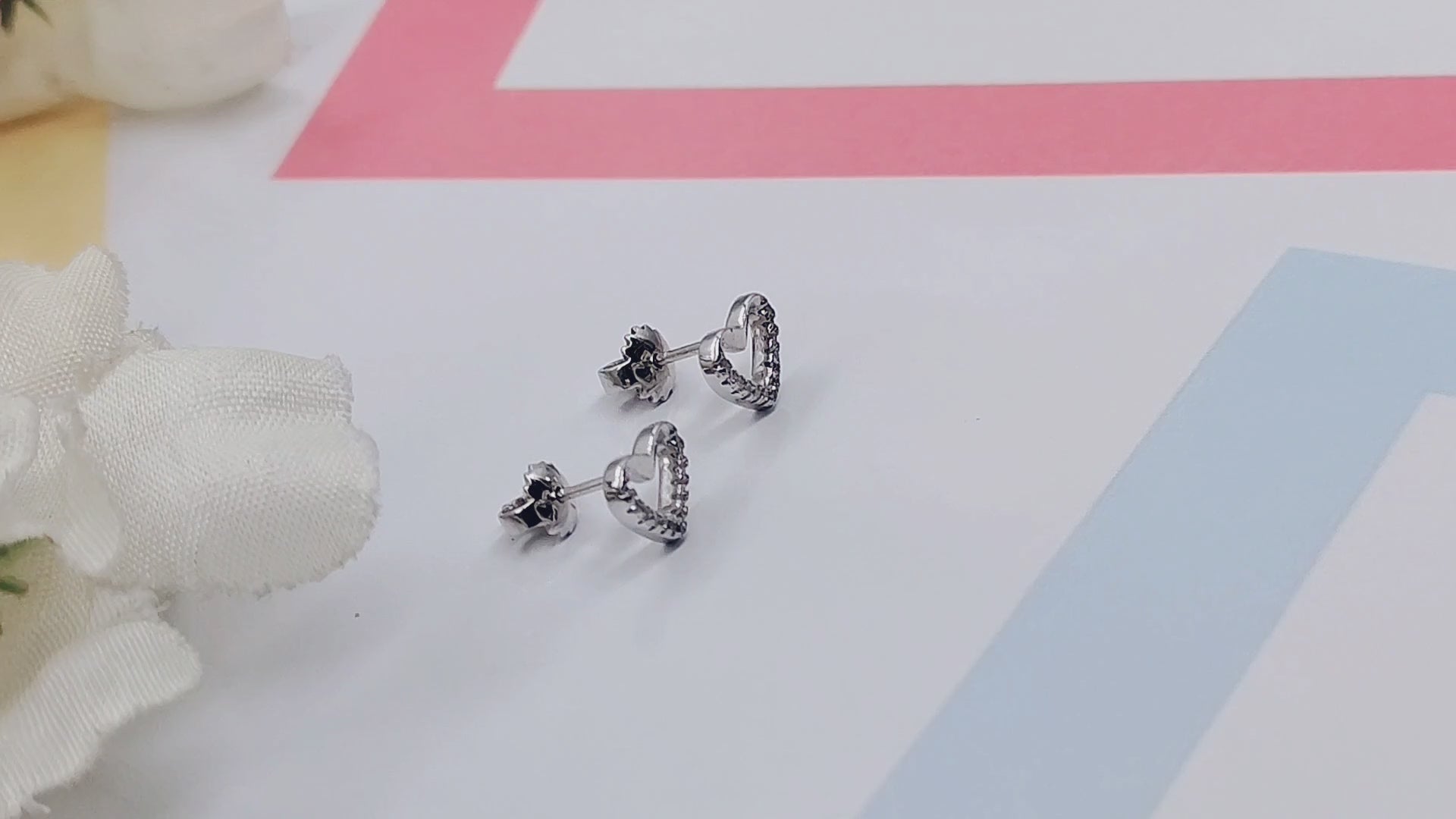 Sterling Silver 925 Beautiful Heart Shape Studs Earrings CZ Diamonds Minimalist Handmade Cute Gift Studs with Push back Gift for Anniversary