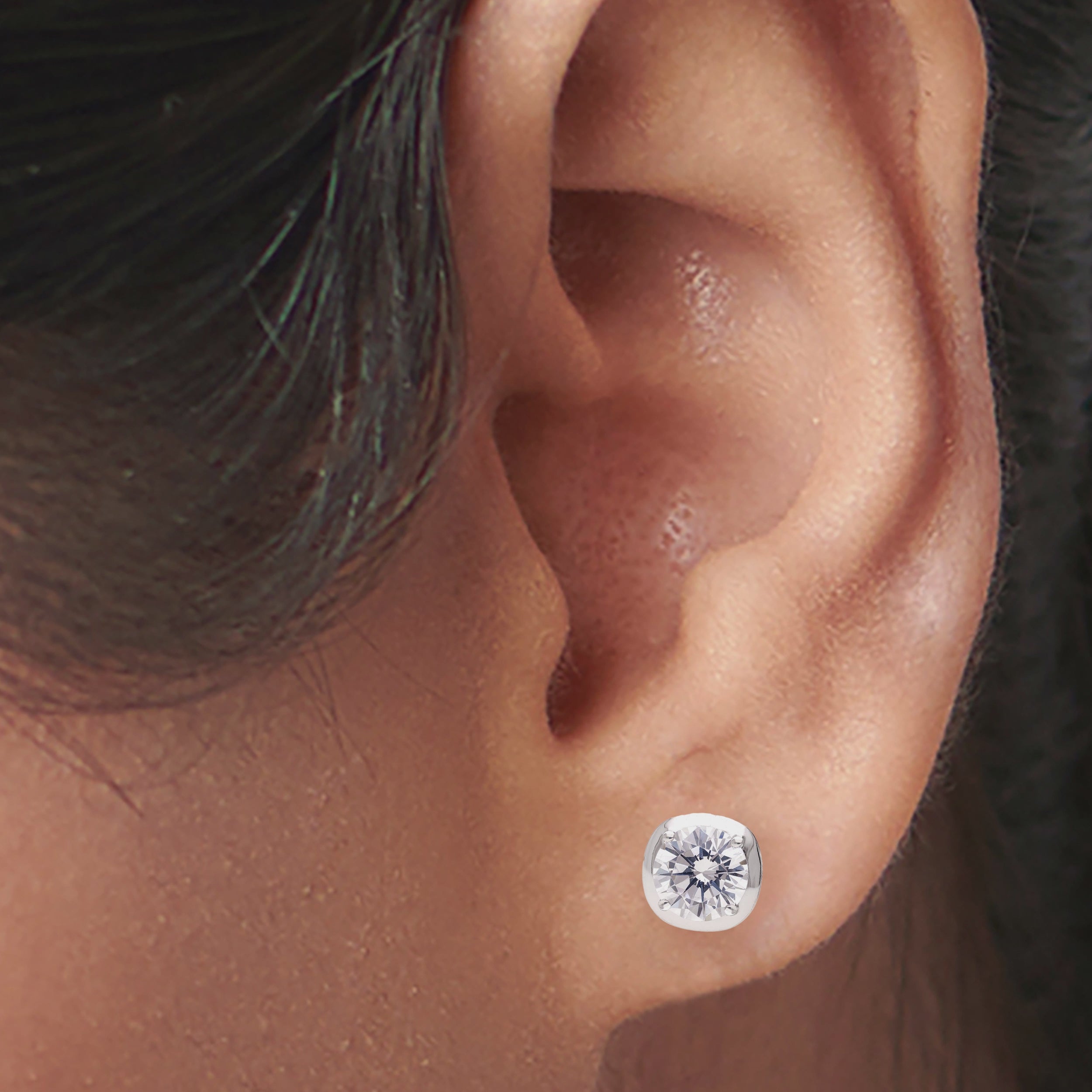 925 Silver Dainty Jewelry CZ Diamond Stud Earrings Unique Solitaire CZ