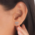 925 Sterling Silver Heart Stud Earrings, Dainty Open Heart CZ Earrings, Warranty & Authenticity