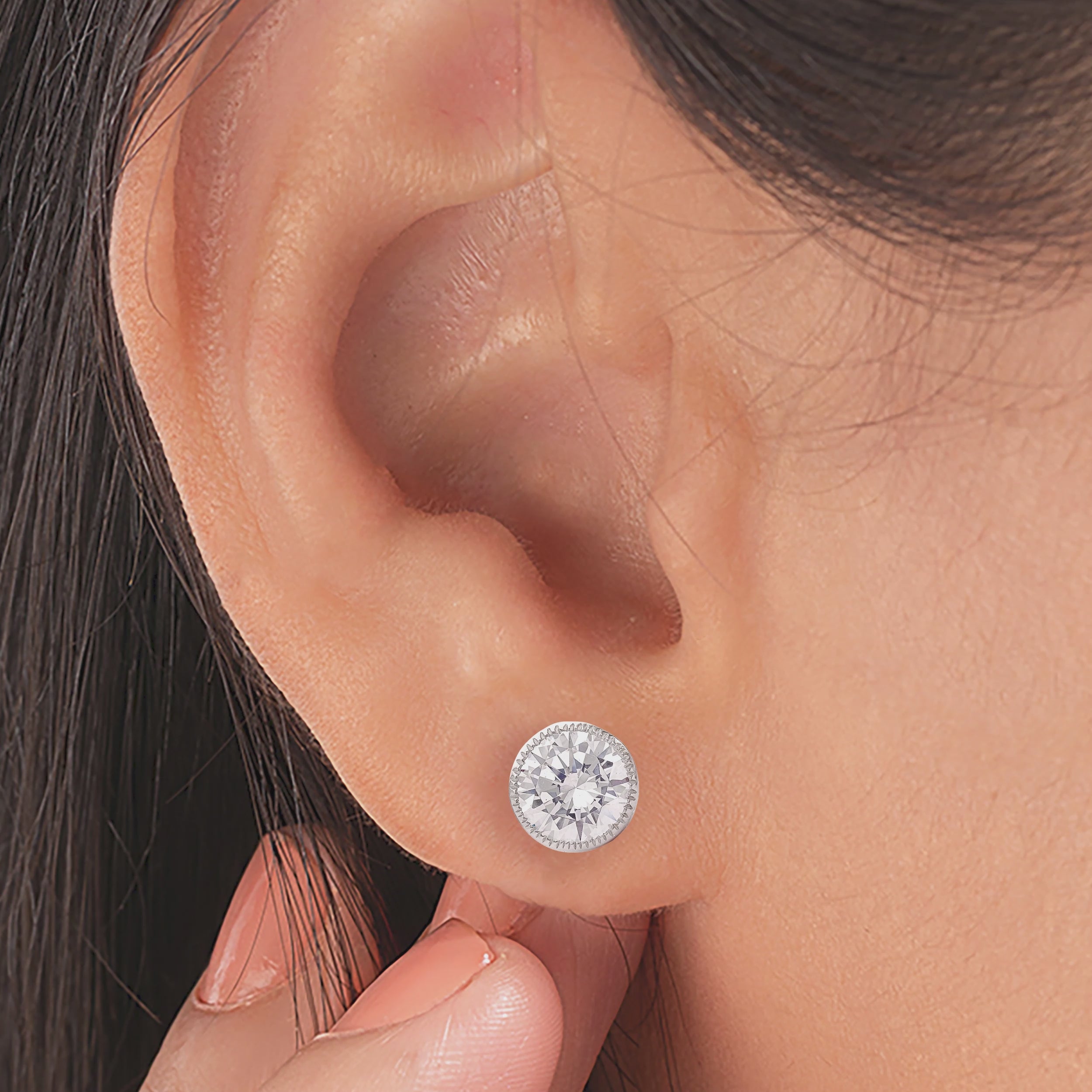 925 Silver CZ Diamond Stud Earrings Bezel Set CZ Solitaire Sparkling Dainty Jewelry