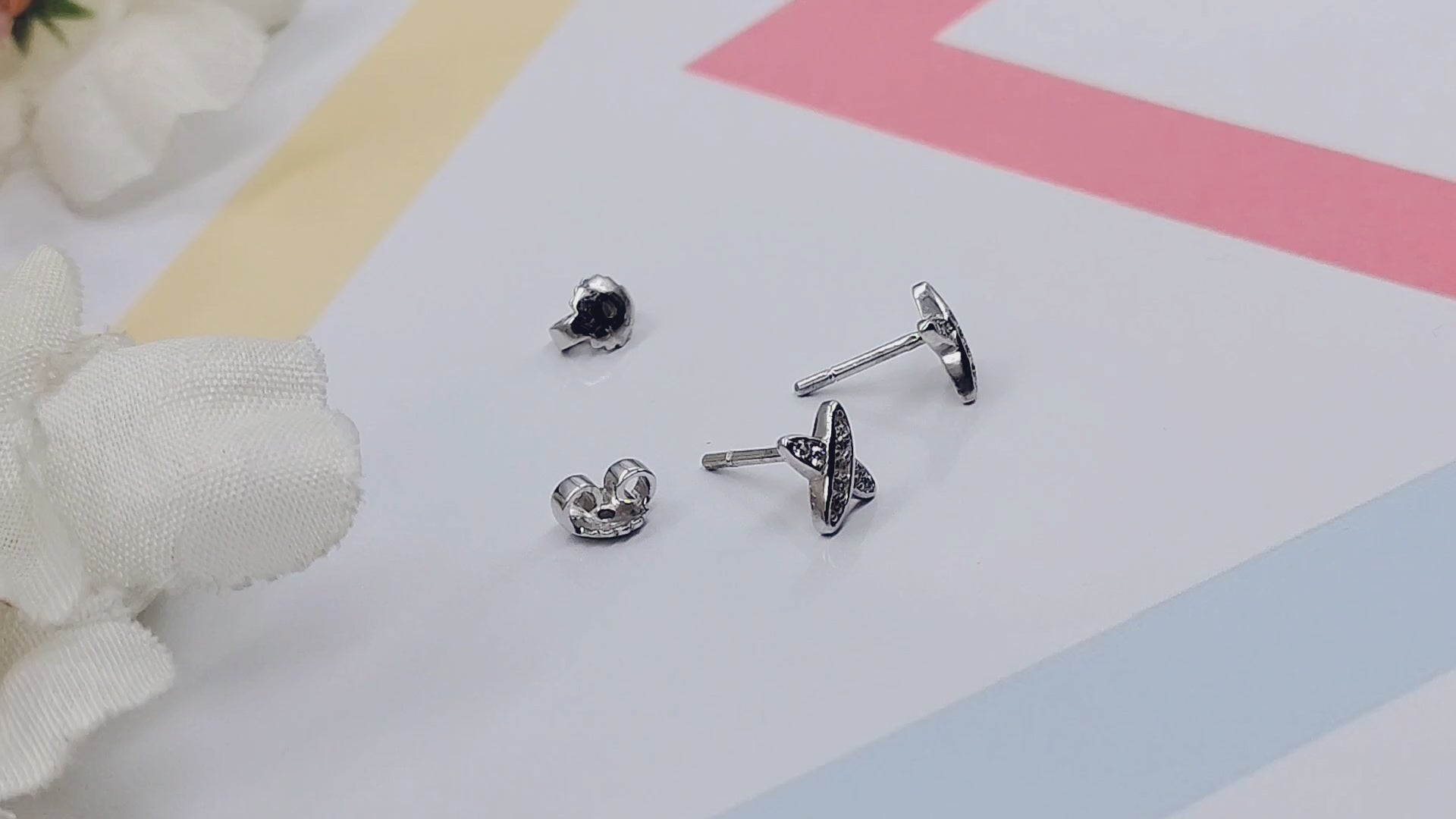 Sterling Silver 925 Cross X Design Stud Earrings Every Day Wear CZ Diamonds Minimalist Handmade Gift Studs with Push back