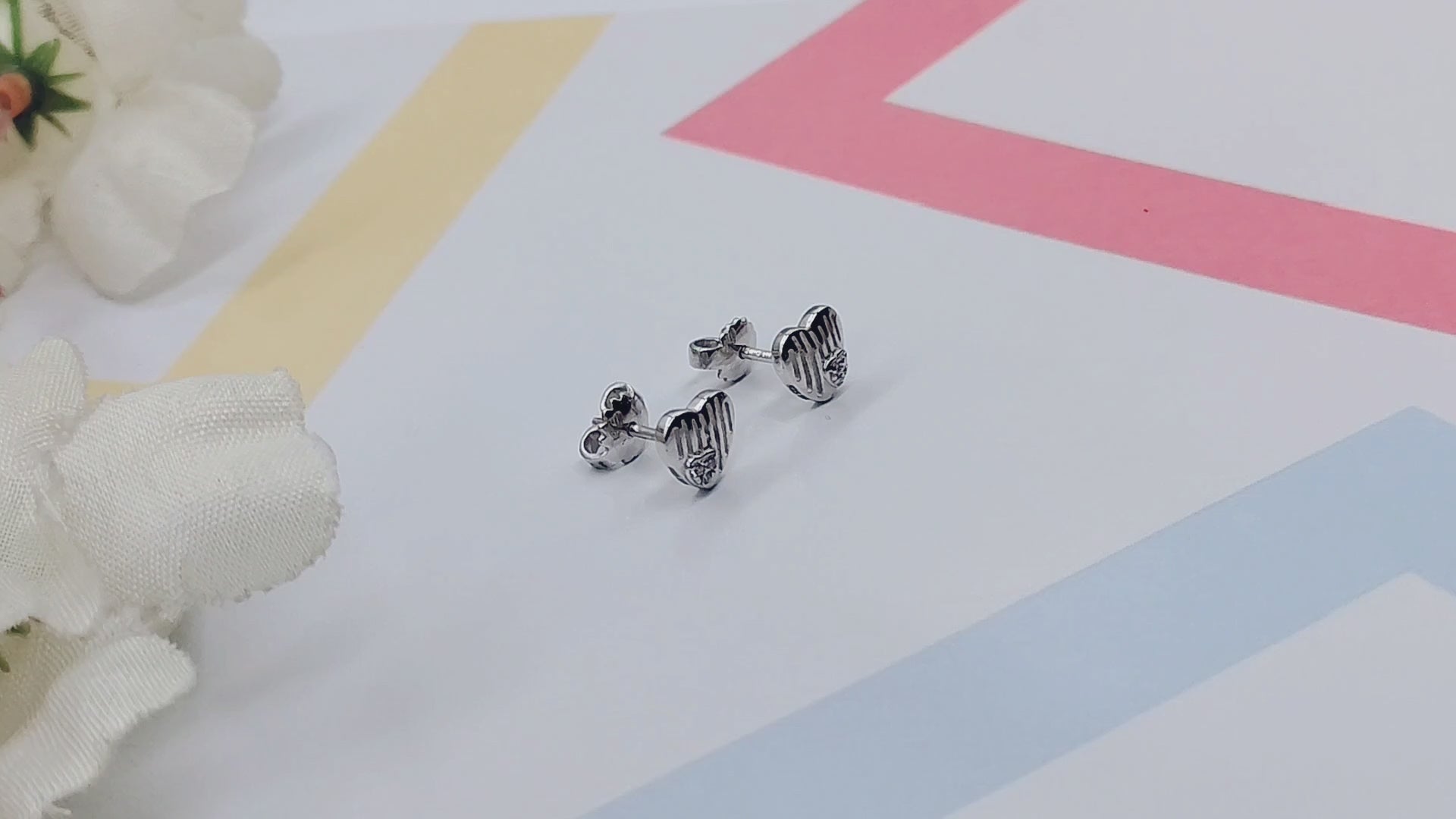 925 Sterling Silver Dainty Little Heart Stud Earrings Cubic Zirconia Minimalist Handmade Cute Bridesmaid Gift Studs with Push back