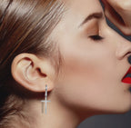 925 Sterling Silver Earrings Cross Hoop Earrings Dangle Hoops Modern Spiritual Style Christian Jewelry Gift Size-36x11 mm