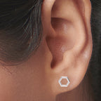925 Sterling Silver Studs Hexagon Stud Earrings Geometric Earrings