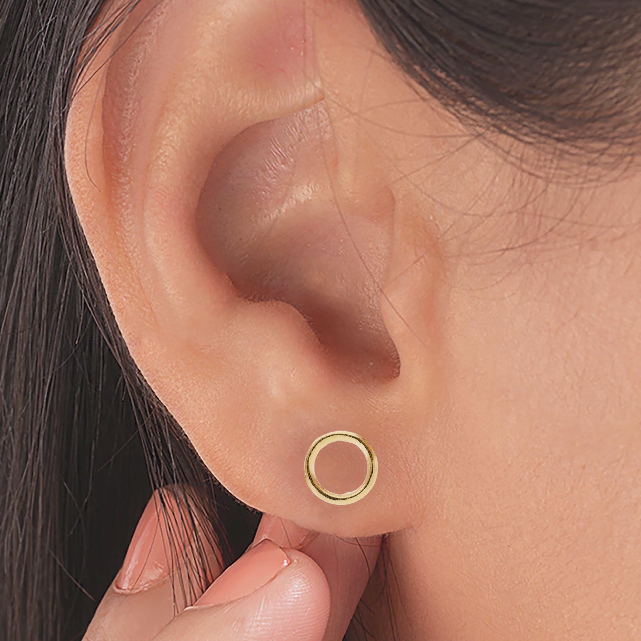925 Sterling Silver Studs Open Circle Stud Earrings Golden Studs