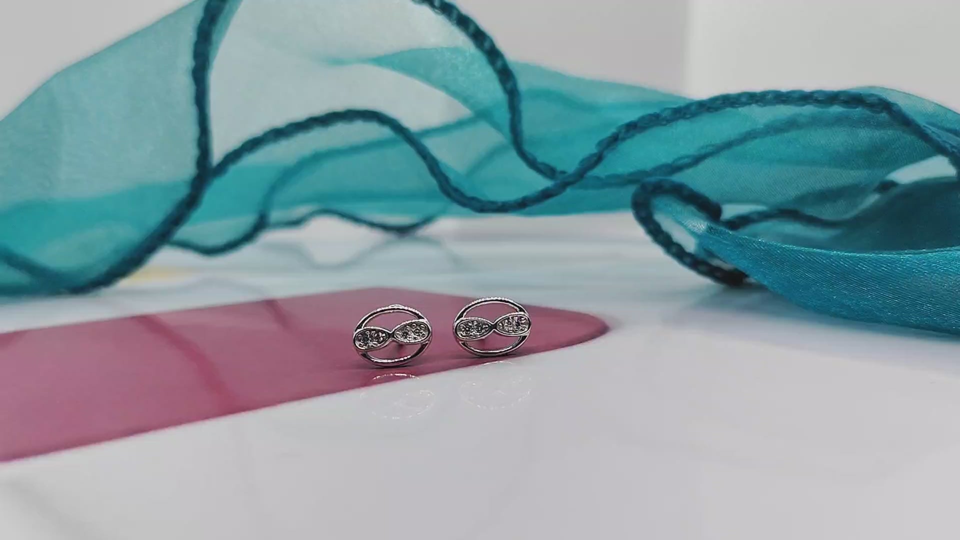 Sterling Silver 925 Cute Infinity in Round Design Stud Earrings Every Day Wear CZ Diamonds Minimalist Handmade Gift Studs with Push back