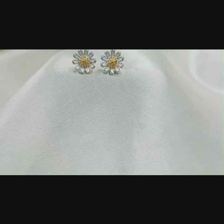 925 Sterling silver Sunflower Earring Small Sunflower Earring Stud Daisy Stud Dainty Earrings Minimalist Handmade Gift Studs with Pushback 925 Sterling Silver