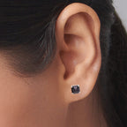 925 Silver Black Pyramid CZ Stud Earrings, Bold Black CZ Studs, Earrings, Gothic Jewelry