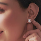 925 Silver Flower Stud Earrings Dainty Floral CZ Earrings Sparkly Petal Studs Jewelry