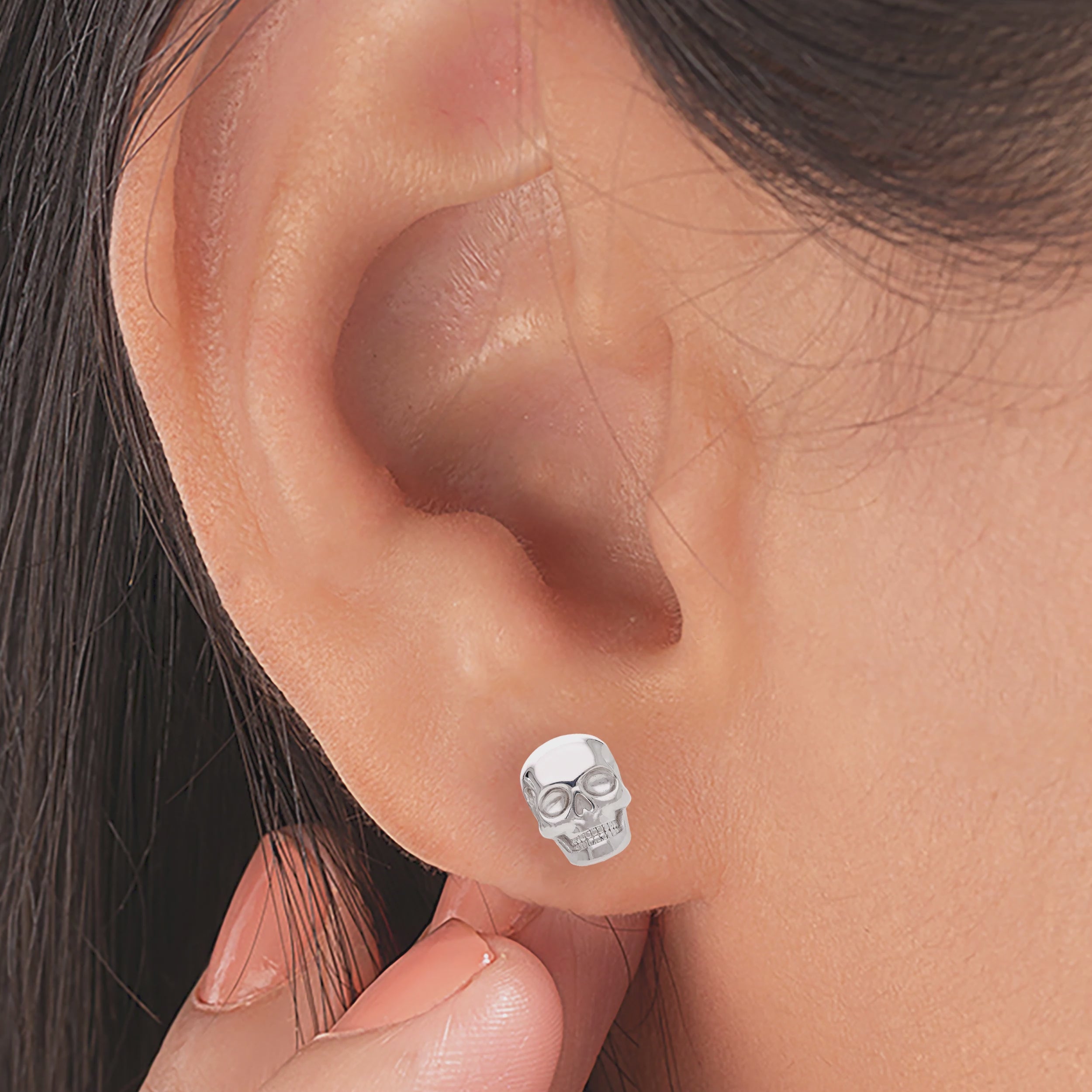 925 Silver Halloween Earrings, Skull Stud Earrings, for Men & Women