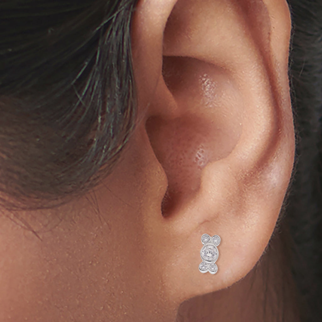 925 Silver CZ Diamond Bezel Set Round Cut CZ Earrings Dainty Hypoallergenic Earrings Everyday Sparkle