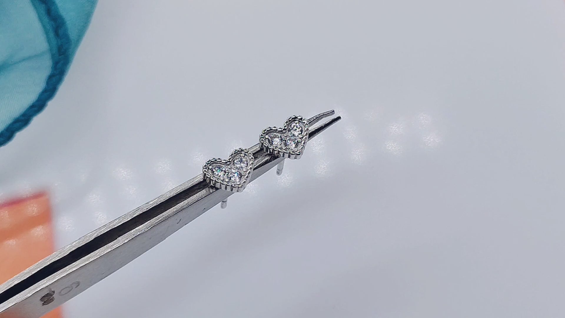 Sterling Silver 925 Elegant Design Heart Shape Studs Earrings CZ Diamonds Minimalist Handmade Cute Gift Studs with Push back