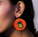 Orange Beads With Pineaaple Earring