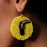 Yellow Beads With Toucan Earring