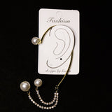Three Fresh Pearls With White Stone Cuff Earring