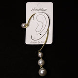Triple Dangle Clear Pearls Cuff Earring