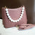 Fabulous Leather Design Pearl Handle Hand Bag
