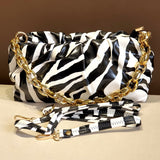 Stunning Zebra Printed Cloud Bag With Detachable Sling Belt